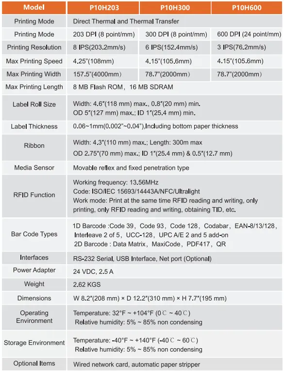 DTB-P10H-Product Parameters-en